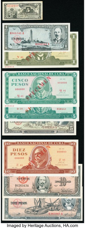Cuba Group Lot of 13 Examples Fine-Crisp Uncirculated. One 5 Pesos Specimen has ...