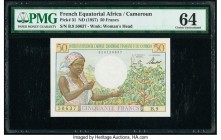 French Equatorial Africa Institut d''Emission de l''Afrique Equatoriale Francaise et du Cameroun 50 Francs ND (1957) Pick 31 PMG Choice Uncirculated 6...
