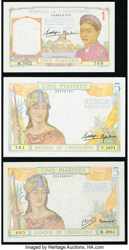 French Indochina Group Lot of 3 Examples About Uncirculated-Crisp Uncirculated. ...