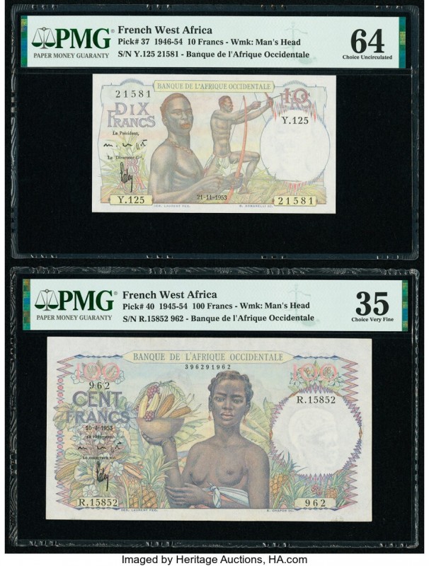 French West Africa Banque de l'Afrique Occidentale 10 Francs 21.11.1953 Pick 37 ...