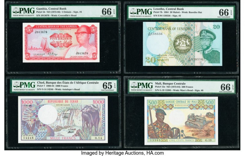 Gambia Central Bank of the Gambia 5 Dalasis ND (1972-86) Pick 5b PMG Gem Uncircu...