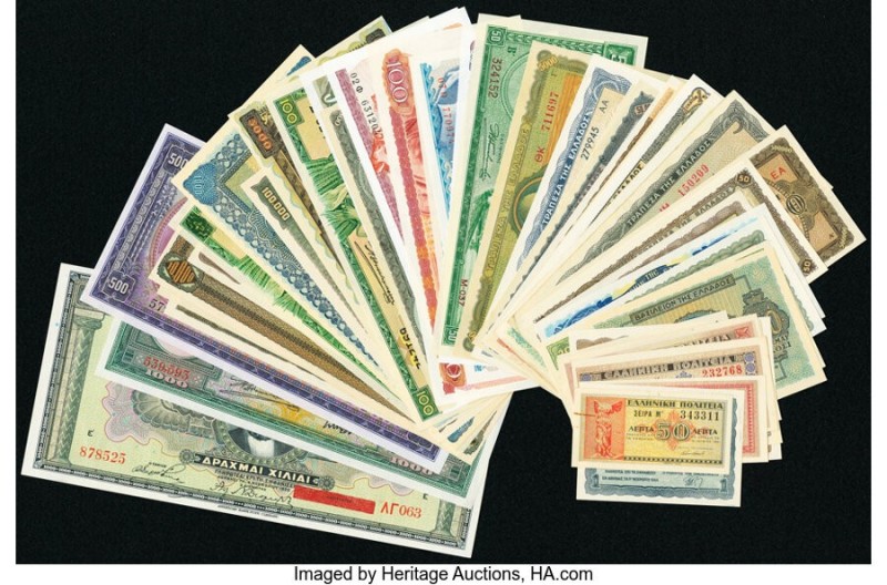 Greece Group Lot of 45 Examples Very Fine-Crisp Uncirculated. The Majority of th...