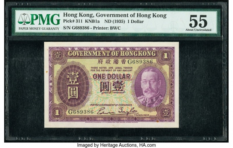Hong Kong Government of Hong Kong 1 Dollar ND (1935) Pick 311 KNB1a PMG About Un...