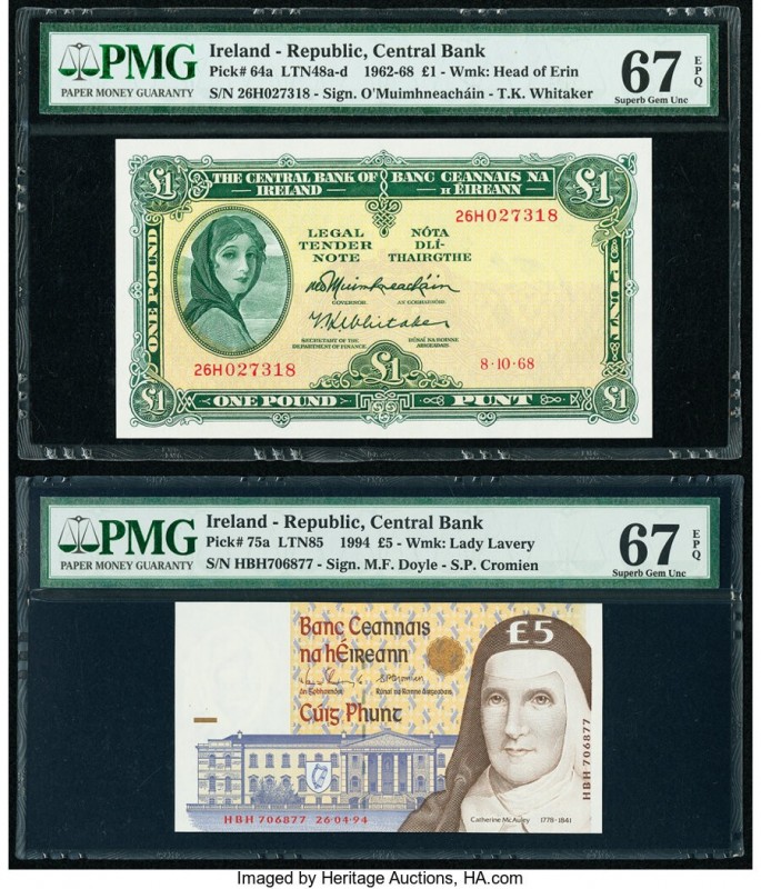 Ireland - Republic Central Bank of Ireland 1; 5 Pounds 8.10.1968; 1994 Pick 64a;...
