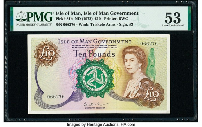 Isle Of Man Isle of Man Government 10 Pounds ND (1972) Pick 31b PMG About Uncirc...