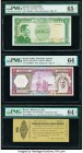 Jordan Central Bank of Jordan 1 Dinar ND (1959) Pick 14b PMG Gem Uncirculated 65 EPQ; Saudi Arabia Saudi Arabian Monetary Agency 10 Riyals ND (1977) /...