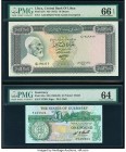 Libya Central Bank of Libya 10 Dinars ND (1972) Pick 37b PMG Gem Uncirculated 66 EPQ; Guernsey States of Guernsey 1 Pound ND (1980-89) Pick 48a PMG Ch...