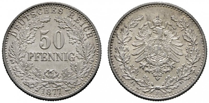 Kleinmünzen
50 Pfennig 1877 F. J. 8.
leichte Tönung, vorzüglich-Stempelglanz...