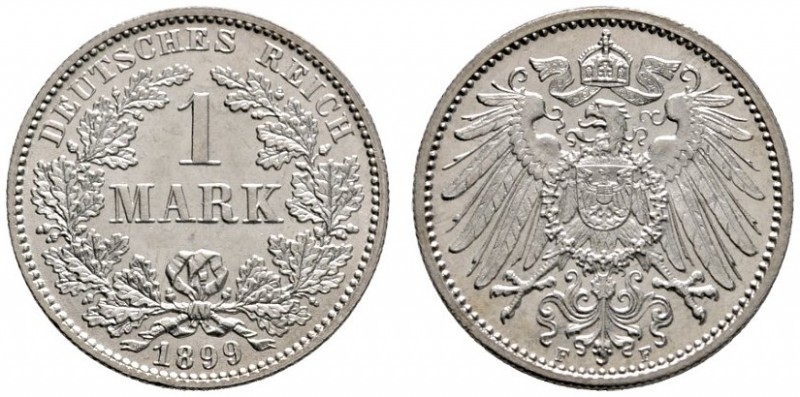 Kleinmünzen
1 Mark 1899 F. J. 17.
Prachtexemplar, fast Stempelglanz