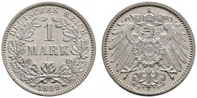 Kleinmünzen
1 Mark 1899 F. J. 17.
Prachtexemplar, fast Stempelglanz