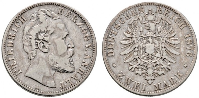 Silbermünzen des Kaiserreiches
Anhalt
Friedrich I. 1879-1904. 2 Mark 1876 A. J...