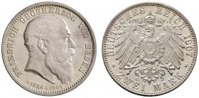 Silbermünzen des Kaiserreiches
Baden
Friedrich I. 1852-1907. 2 Mark 1907. Auf seinen Tod. J. 36.
fast Stempelglanz