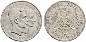 Silbermünzen des Kaiserreiches
Braunschweig
Ernst August 1913-1916. 5 Mark 1915 A. Regierungsantritt. Mit Lüneburg. J. 58.
kleine Randfehler, vorzü...