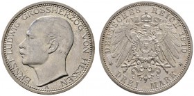 Silbermünzen des Kaiserreiches
Hessen
Ernst Ludwig 1892-1918. 3 Mark 1910 A. J. 76.
Polierte Platte