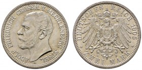 Silbermünzen des Kaiserreiches
Mecklenburg-Strelitz
Adolf Friedrich V. 1904-1914. 2 Mark 1905 A. J. 91.
Prachtexemplar mit leichter Tönung, Stempel...