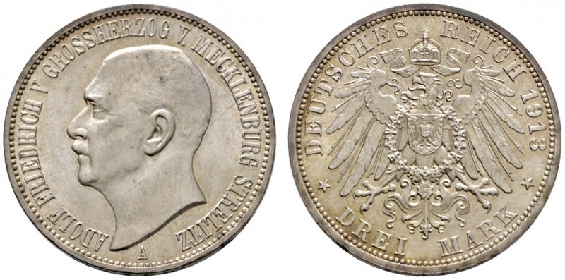 Silbermünzen des Kaiserreiches
Mecklenburg-Strelitz
Adolf Friedrich V. 1904-19...