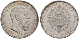 Silbermünzen des Kaiserreiches
Preußen
Friedrich III. 1888. 5 Mark 1888 A. J. 99.
fast Stempelglanz