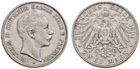 Silbermünzen des Kaiserreiches
Preußen
Wilhelm II. 1888-1918. 2 Mark 1901 A. J. 102.
seltener Jahrgang, sehr schön