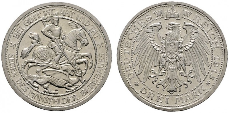 Silbermünzen des Kaiserreiches
Preußen
Wilhelm II. 1888-1918. 3 Mark 1915 A. M...