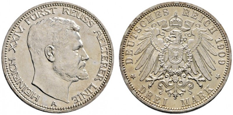 Silbermünzen des Kaiserreiches
Reuss-ältere Linie
Heinrich XXIV. 1902-1918. 3 ...