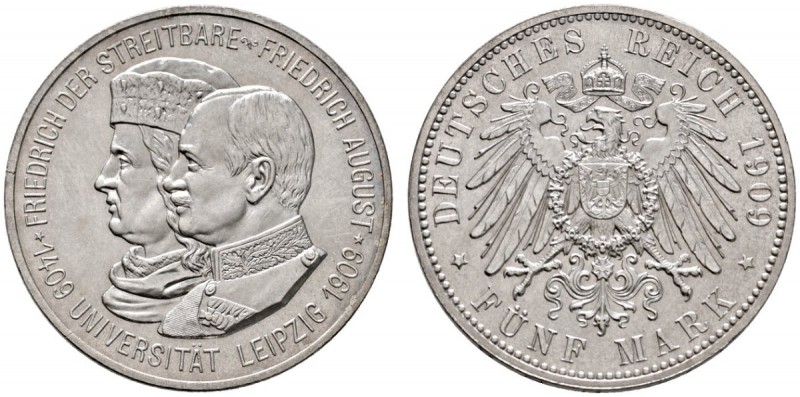 Silbermünzen des Kaiserreiches
Sachsen
Friedrich August III. 1904-1918. 5 Mark...
