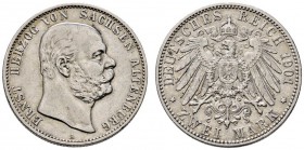 Silbermünzen des Kaiserreiches
Sachsen-Altenburg
Ernst 1853-1908. 2 Mark 1901 A. 75. Geburtstag. J. 142.
sehr schön