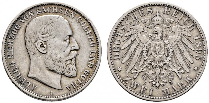 Silbermünzen des Kaiserreiches
Sachsen-Coburg-Gotha
Alfred 1893-1900. 2 Mark 1...