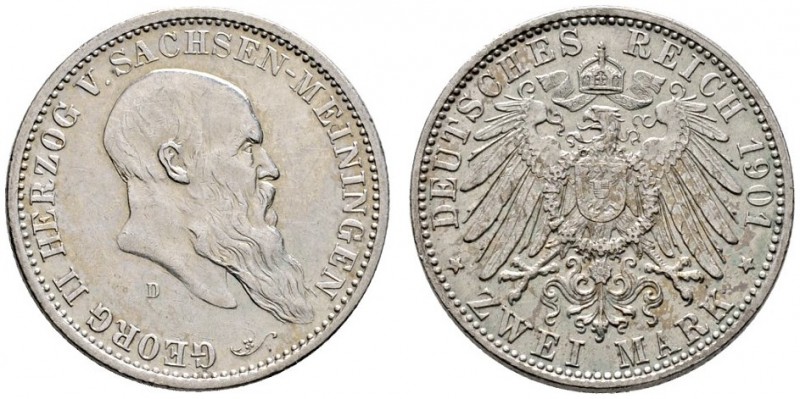 Silbermünzen des Kaiserreiches
Sachsen-Meiningen
Georg II. 1866-1915. 2 Mark 1...