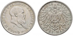Silbermünzen des Kaiserreiches
Sachsen-Meiningen
Georg II. 1866-1915. 2 Mark 1901 D. 75. Geburtstag. J. 149.
minimale Kratzer, sehr schön-vorzüglic...