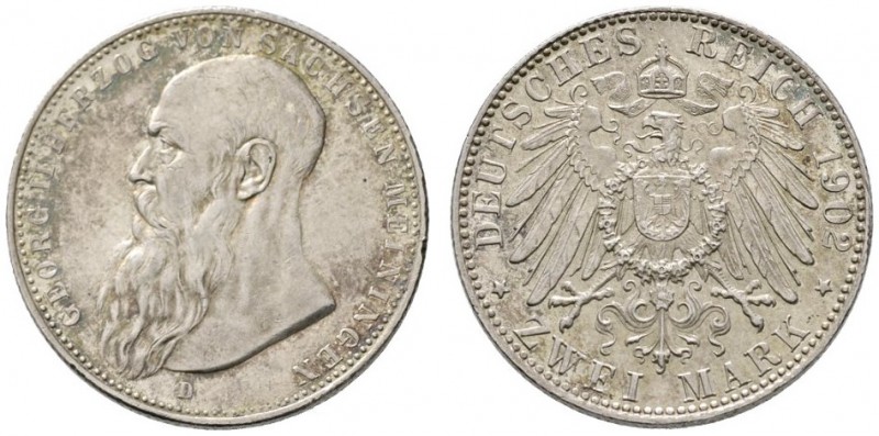 Silbermünzen des Kaiserreiches
Sachsen-Meiningen
Georg II. 1866-1915. 2 Mark 1...