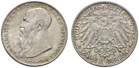 Silbermünzen des Kaiserreiches
Sachsen-Meiningen
Georg II. 1866-1915. 2 Mark 1915. Auf seinen Tod. J. 154.
feine Tönung, winzige Kratzer, vorzüglic...