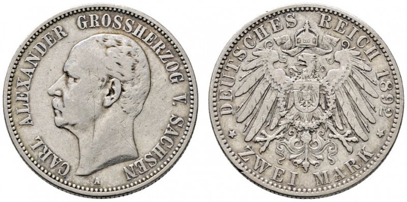 Silbermünzen des Kaiserreiches
Sachsen-Weimar-Eisenach
Carl Alexander 1853-190...