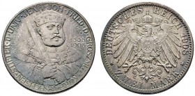 Silbermünzen des Kaiserreiches
Sachsen-Weimar-Eisenach
Wilhelm Ernst 1901-1918. 2 Mark 1908. Uni Jena. J. 160.
feine Patina, vorzüglich-Stempelglan...