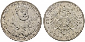 Silbermünzen des Kaiserreiches
Sachsen-Weimar-Eisenach
Wilhelm Ernst 1901-1918. 5 Mark 1908. Uni Jena. J. 161.
minimale Randfehler, vorzüglich-Stem...