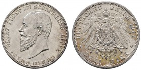 Silbermünzen des Kaiserreiches
Schaumburg-Lippe
Georg 1893-1911. 3 Mark 1911 A. Auf seinen Tod. J. 166.
winzige Kratzer, vorzüglich-Stempelglanz