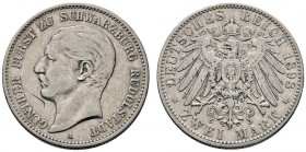 Silbermünzen des Kaiserreiches
Schaumburg-Lippe
Georg 1893-1911. 2 Mark 1898 A. J. 167.
Kratzer auf dem Avers, sehr schön