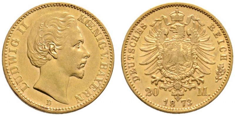 Reichsgoldmünzen
Bayern
Ludwig II. 1864-1886. 20 Mark 1873 D. J. 194.
minimal...