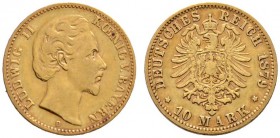 Reichsgoldmünzen
Bayern
Ludwig II. 1864-1886. 10 Mark 1879 D. J. 196.
fast sehr schön