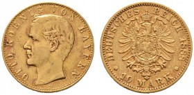 Reichsgoldmünzen
Bayern
Otto 1886-1913. 10 Mark 1888 D. J. 198.
gutes sehr schön