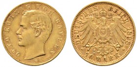Reichsgoldmünzen
Bayern
Otto 1886-1913. 10 Mark 1898 D. J. 199.
sehr schön-vorzüglich