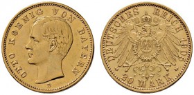 Reichsgoldmünzen
Bayern
Otto 1886-1913. 20 Mark 1905 D. J. 200.
sehr schön-vorzüglich/vorzüglich