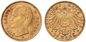 Reichsgoldmünzen
Bayern
Otto 1886-1913. 10 Mark 1903 D. J. 201.
sehr schön-vorzüglich