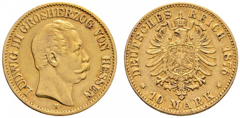 Reichsgoldmünzen
Hessen
Ludwig III. 1848-1877. 10 Mark 1876 H. J. 216.
sehr s...