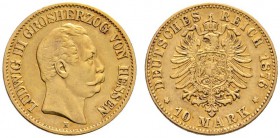 Reichsgoldmünzen
Hessen
Ludwig III. 1848-1877. 10 Mark 1876 H. J. 216.
sehr schön