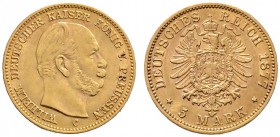 Reichsgoldmünzen
Preußen
Wilhelm I. 1861-1888. 5 Mark 1877 C. J. 244.
sehr schön/vorzüglich