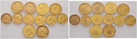 Reichsgoldmünzen
Preußen
Wilhelm I. 1861-1888. Lot (12 Stücke): 10 Mark 1872 C, 1873 A und B, 1874 B und C, 1878 A sowie 20 Mark 1872 A, B und C, 18...