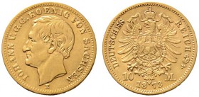 Reichsgoldmünzen
Sachsen
Johann 1854-1873. 10 Mark 1873 E. J. 257.
sehr schön/sehr schön-vorzüglich