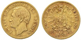 Reichsgoldmünzen
Sachsen
Johann 1854-1873. 10 Mark 1873 E. J. 257.
sehr schön