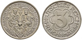 Weimarer Republik
3 Reichsmark 1927 A. Nordhausen. J. 327.
vorzüglich-prägefrisch