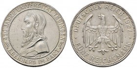 Weimarer Republik
5 Reichsmark 1927 F. Uni Tübingen. J. 329.
winzige Kratzer, vorzüglich